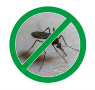 Image of a mosquito with a green strike-through. 